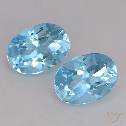 2.3 ct Loose Swiss Blue Topaz, 7.2 x 5.3 mm Oval Cut From Brazil, Photo A