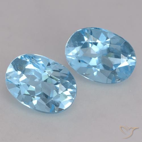 2.30 ctw Blue Topaz Stones, Natural Topaz in Oval Facet Shape for Sale