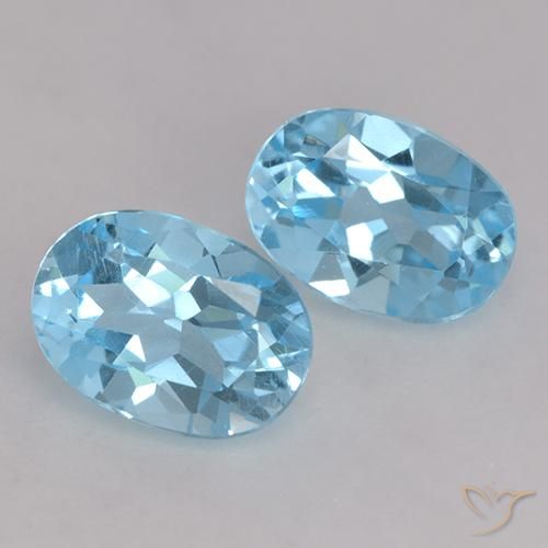 2.18 ctw Blue Topaz Stones, Natural Topaz in Oval Facet Shape for Sale