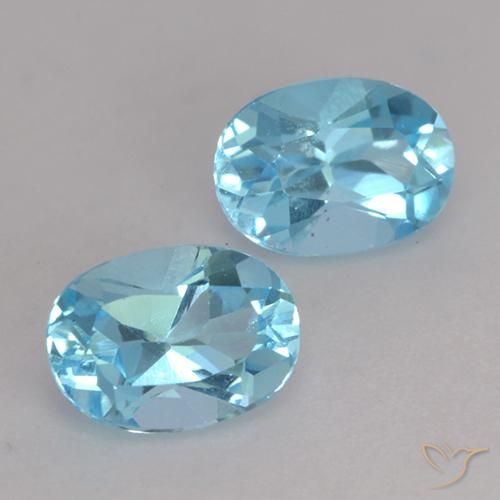 2.08 ctw Blue Topaz Stones, Natural Topaz in Oval Facet Shape for Sale
