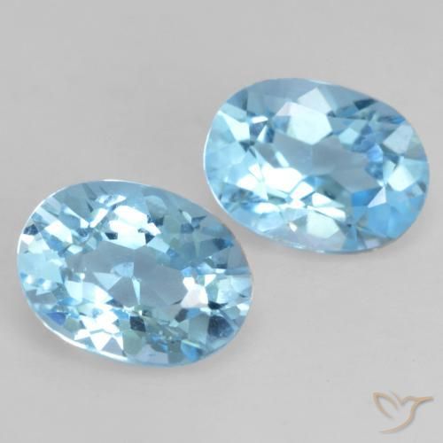 2.13 ctw Blue Topaz Stones, Natural Topaz in Oval Facet Shape for Sale