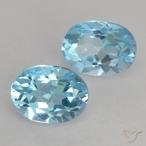 2.46 ctw Blue Topaz Stones, Natural Topaz in Oval Facet Shape for Sale