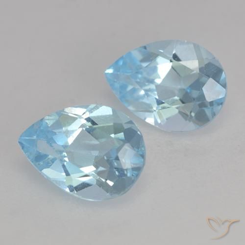 1.74 ctw Blue Topaz Stones, Natural Topaz in Pear Facet Shape for Sale