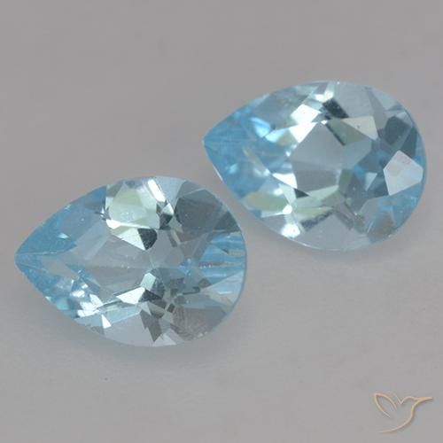 1.76 ctw Blue Topaz Stones, Natural Topaz in Pear Facet Shape for Sale