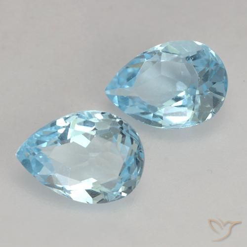 1.74 ctw Blue Topaz Stones, Natural Topaz in Pear Facet Shape for Sale