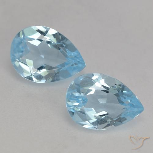 1.63 ct Sky Blue Topaz, 7.2 x 5.2 mm Pear Cut From Brazil, Photo A