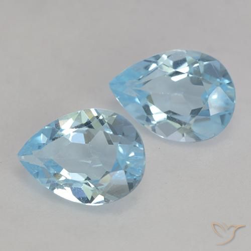 1.63 ctw Blue Topaz Stones, Natural Topaz in Pear Facet Shape for Sale