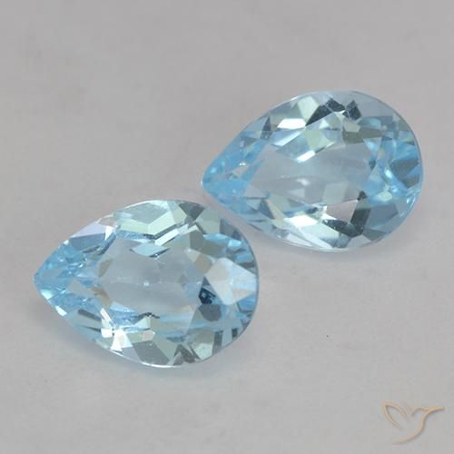1.65 ctw Blue Topaz Stones, Natural Topaz in Pear Facet Shape for Sale