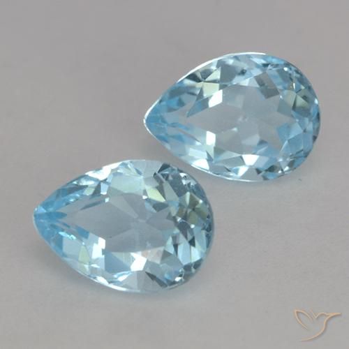 1.87 ctw Blue Topaz Stones, Natural Topaz in Pear Facet Shape for Sale