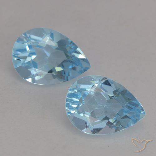 1.73 ct Loose Swiss Blue Topaz, 7.2 x 5.1 mm Pear Cut From Brazil, Photo A