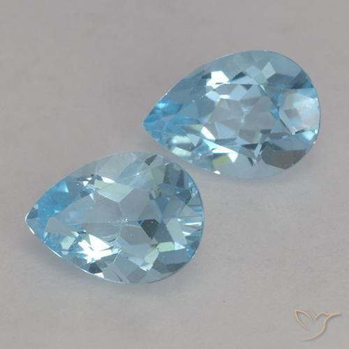 1.73 ctw Blue Topaz Stones, Natural Topaz in Pear Facet Shape for Sale