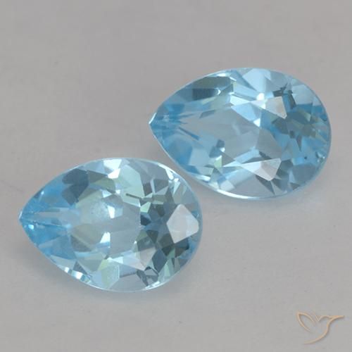 1.93 ctw Blue Topaz Stones, Natural Topaz in Pear Facet Shape for Sale