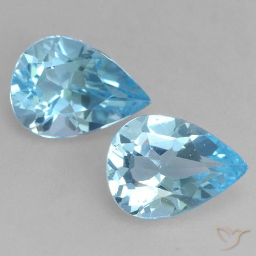 1.53 ct Swiss Blue Topaz, 7 x 5 mm Pear Cut From Brazil, Photo A