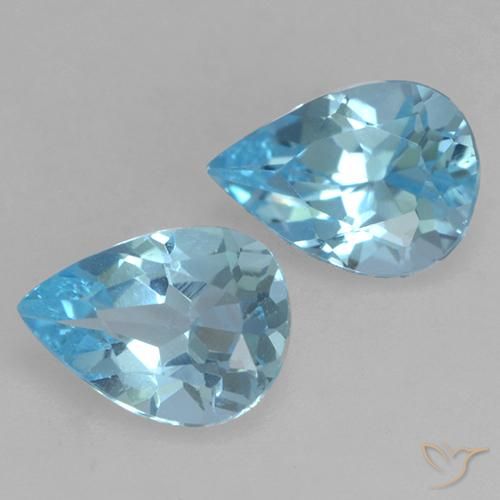 1.53 ctw Blue Topaz Stones, Natural Topaz in Pear Facet Shape for Sale