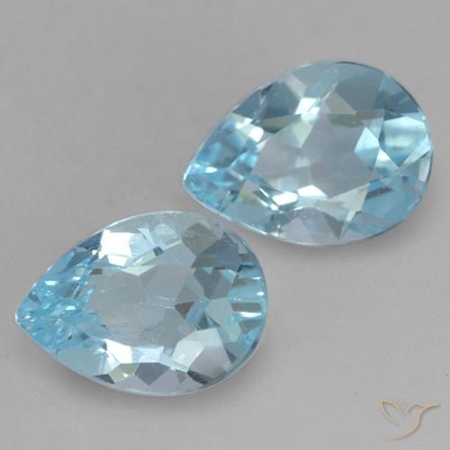 1.62 ctw Blue Topaz Stones, Natural Topaz in Pear Facet Shape for Sale