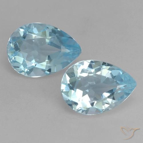 1.72 ct Sky Blue Topaz, 7.2 x 5.2 mm Pear Cut From Brazil, Photo A