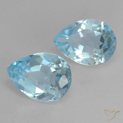 1.72 ctw Blue Topaz Stones, Natural Topaz in Pear Facet Shape for Sale