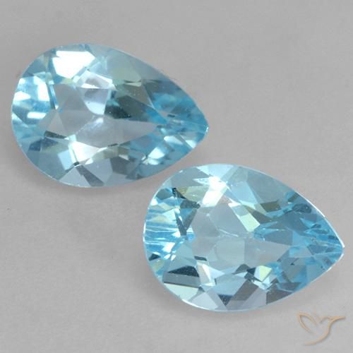 1.75 ct Loose Sky Blue Topaz, 7.1 x 5.2 mm Pear Cut From Brazil, Photo A