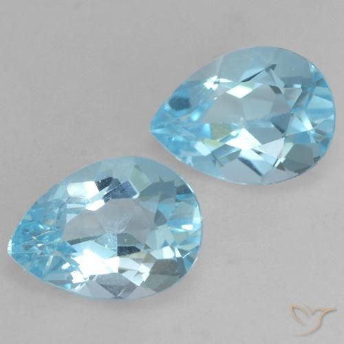 1.75 ctw Blue Topaz Stones, Natural Topaz in Pear Facet Shape for Sale