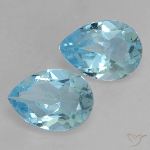 1.69 ctw Blue Topaz Stones, Natural Topaz in Pear Facet Shape for Sale