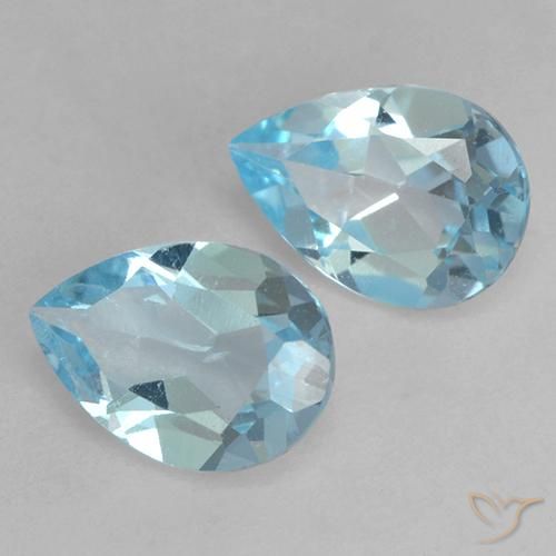 1.48 ctw Blue Topaz Stones, Natural Topaz in Pear Facet Shape for Sale