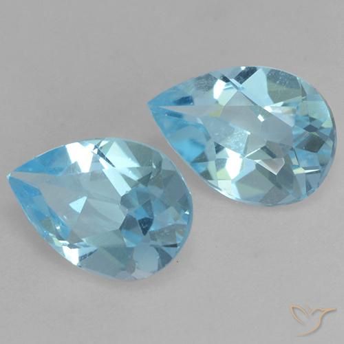 1.53 ctw Blue Topaz Stones, Natural Topaz in Pear Facet Shape for Sale