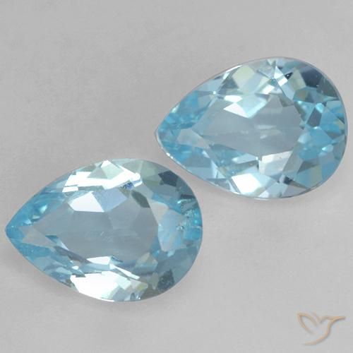 1.57 ctw Blue Topaz Stones, Natural Topaz in Pear Facet Shape for Sale