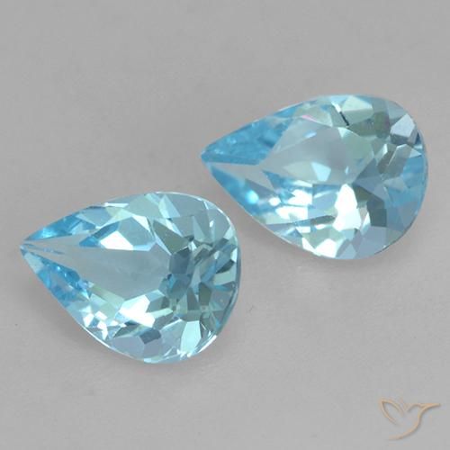 1.52 ctw Blue Topaz Stones, Natural Topaz in Pear Facet Shape for Sale