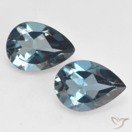 1.49 ct Loose London Blue Topaz, 6.9 x 4.9 mm Pear Cut From Brazil, Photo A