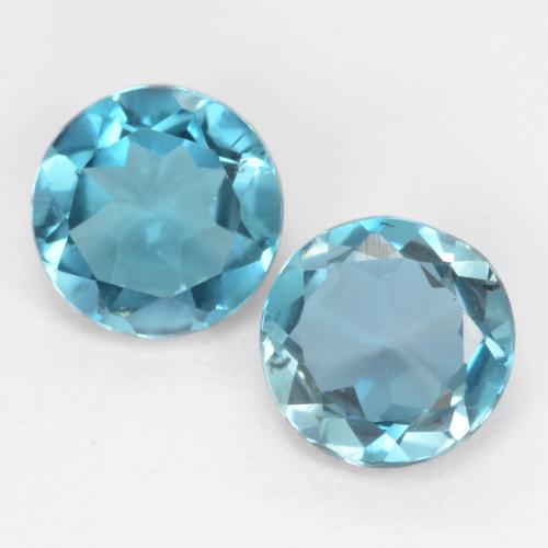 Deep Aqua Blue Топаз Камень - 0.6ct Круглая Фасетная Огранка (ID: 554204)
