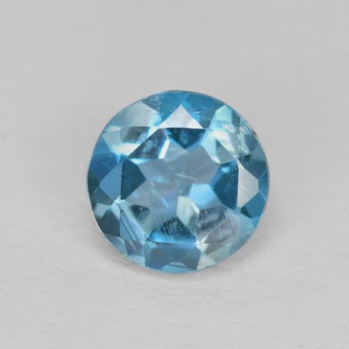 Синий / Голубой Топаз Камень - 0.6ct Круглая Фасетная Огранка (ID: 554914)