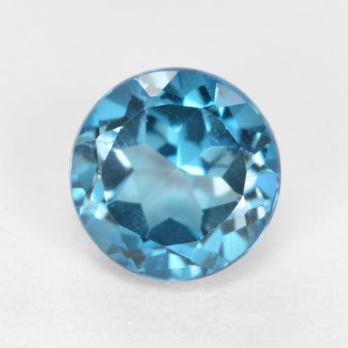 Deep Azure Blue Topas Edelstein - 0.7ct Rund Facettenschliff (ID: 555592)