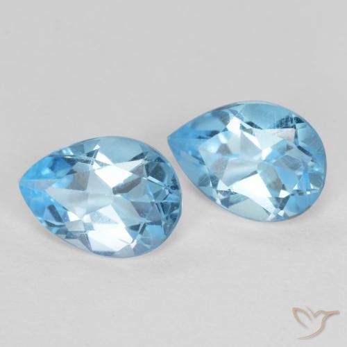 1.69 ctw Blue Topaz Stones, Natural Topaz in Pear Facet Shape for Sale
