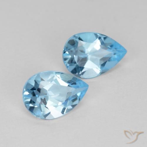 1.56 ctw Blue Topaz Stones, Natural Topaz in Pear Facet Shape for Sale