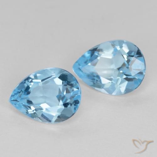 1.73 ctw Blue Topaz Stones, Natural Topaz in Pear Facet Shape for Sale