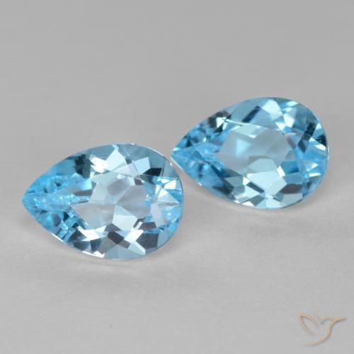 1.63 ctw Blue Topaz Stones, Natural Topaz in Pear Facet Shape for Sale