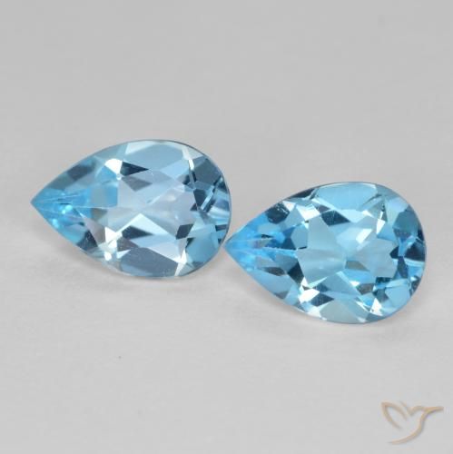 1.57 ct Swiss Blue Topaz, 7.2 x 5.1 mm Pear Cut From Brazil, Photo A