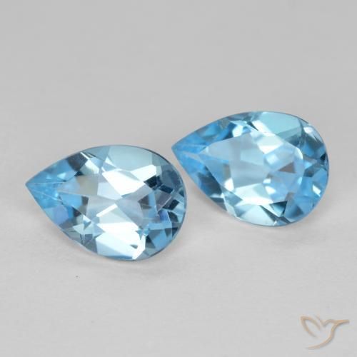1.57 ctw Blue Topaz Stones, Natural Topaz in Pear Facet Shape for Sale