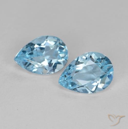 1.55 ct Swiss Blue Topaz, 7 x 5 mm Pear Cut From Brazil, Photo A
