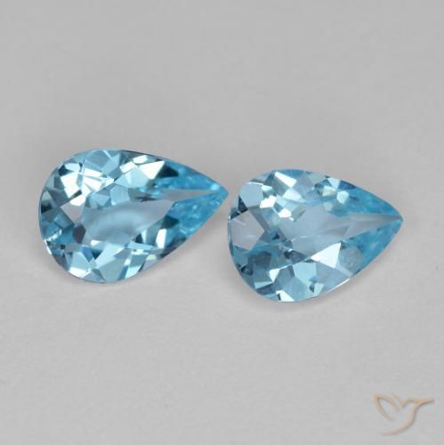 1.35 ctw Blue Topaz Stones, Natural Topaz in Pear Facet Shape for Sale