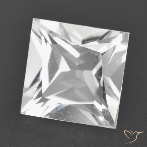 4.42 ct White Topaz Stone, Natural Topaz in Princess-Cut Shape for Sale