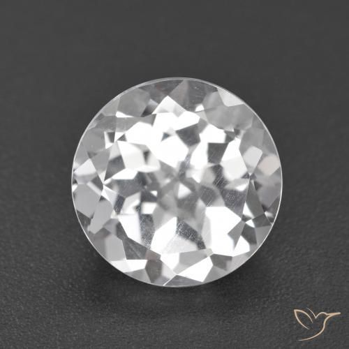 4.47ct Natural White Topaz, Round, VVS-VS