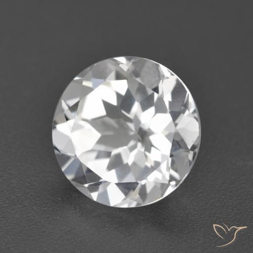 3.92 ct White Topaz Stone, Natural Topaz in Round Facet Shape for Sale