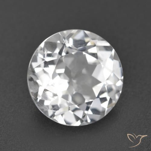 3.68 ct White Topaz Stone, Natural Topaz in Round Facet Shape for Sale