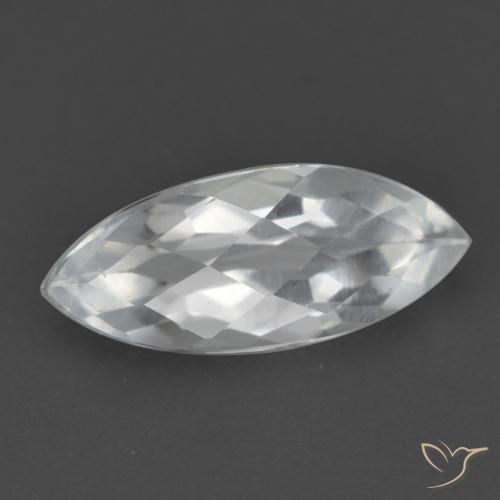 1.64 ct White Topaz Stone, Natural Topaz in Marquise Checkerboard Shape for Sale