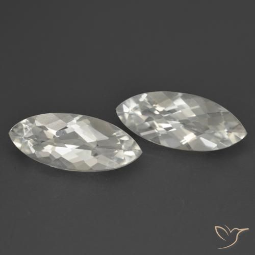 3.12 ctw White Topaz Stones, Natural Topaz in Marquise Checkerboard Shape for Sale
