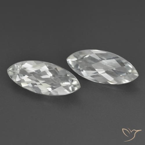 3.41 ctw White Topaz Stones, Natural Topaz in Marquise Checkerboard Shape for Sale