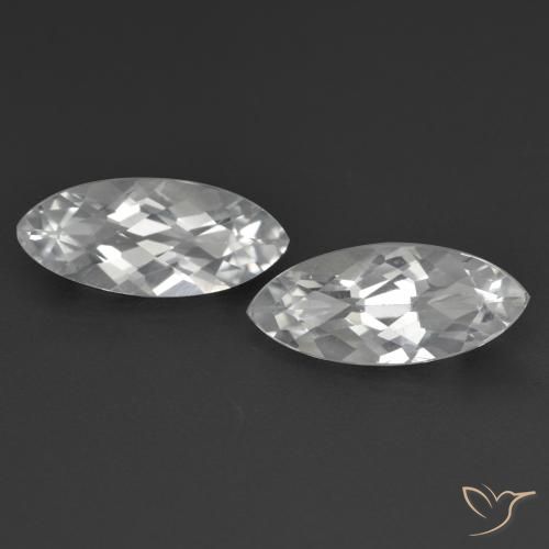 3.1 ct White Topaz, 11.8 x 5.1 mm Marquise Checkerboard From Brazil, Photo A