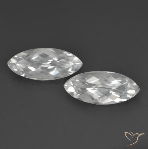 3.35 ct White Topaz, 11.7 x 5 mm Marquise Checkerboard From Brazil, Photo A