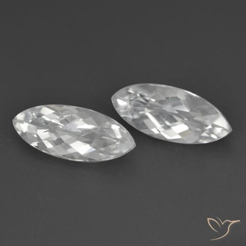 3.35 ctw White Topaz Stones, Natural Topaz in Marquise Checkerboard Shape for Sale